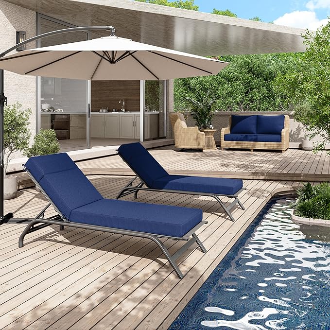 Chaise Lounge Cushions Outdoor, 72" L X 21" W X 4" D Lounge Chair Cushions for Outdoor Furniture, High-Density Foam Outdoor Chaise Cushion-Waterproof Fade-Resistant ThickPatio lounge chair cushion