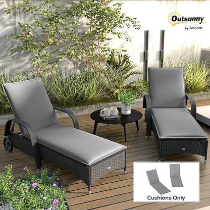 Outsunny Outdoor Lounge Chair Cushion Set of 2, UPF50+ 200gsm Fabric and 25D High-Density Foam, Foldable Patio Chaise Lounge Cushion Set, Fade Resistant for Lawn Pool, 76" x 23", Gray