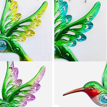 Metal Hummingbird Wall Decor, Wall Art Hanging Sculpture for Patio Fence, Set of 3, 9 Inch, Indoor Outdoor Gift for Family