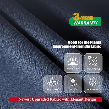 F&J OUTDOORS Patio Outdoor Patio Table Cover 62 x 42 x 27.5 inches, Waterproof UV Resistant Snow Protection for Rectangular Dining Table, Grey