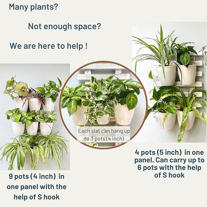ShopLaLa Wooden Wall Planters - 2 Pack Wall Hanging Planters for Indoor Plants, White Rustic Wood Wall Mounted Flower Pot Holder Vertical Succulent Orchid Airplant Frame Display 15.7" (40cm)