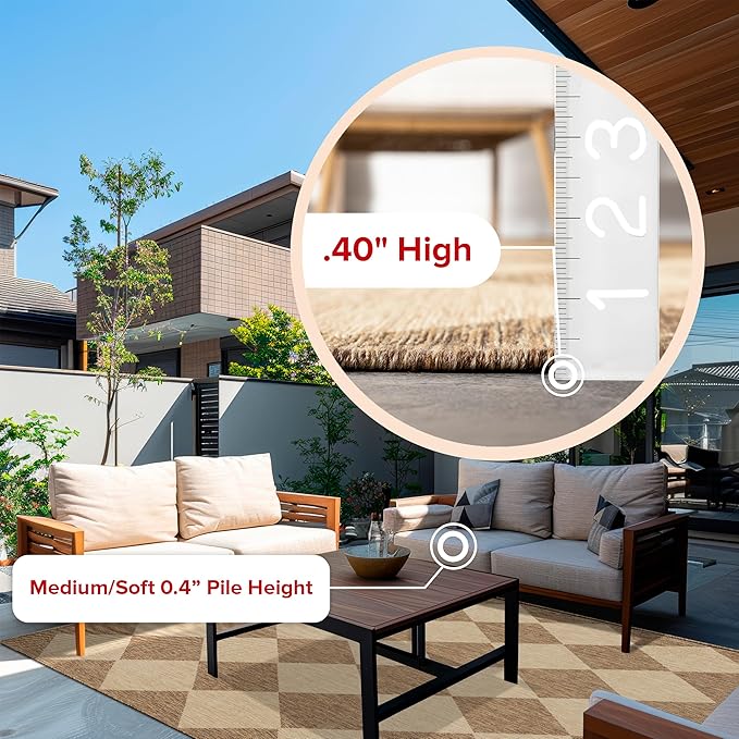 nuLOOM Outdoor Performance Collection Sabina Brown/Ivory, 2' x 8', Soft and Cozy, High Traffic, Stain Resistant, Easy Clean, Durable Runner for Indoor/Outdoor Patio, Deck, Porch, Garden, Courtyard