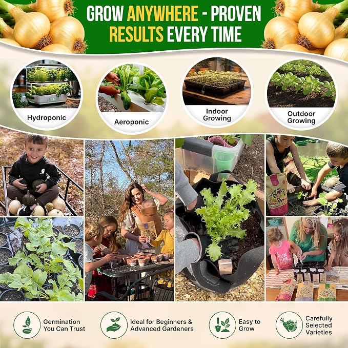 Onion Walla Walla Seeds Pack 1G - Over 275 Non-GMO Heirloom Onion Seeds for Planting Vegetables in Individual Seed Packet, Vegetable Seeds for Planting Home Garden Indoor & Outdoor Gardening
