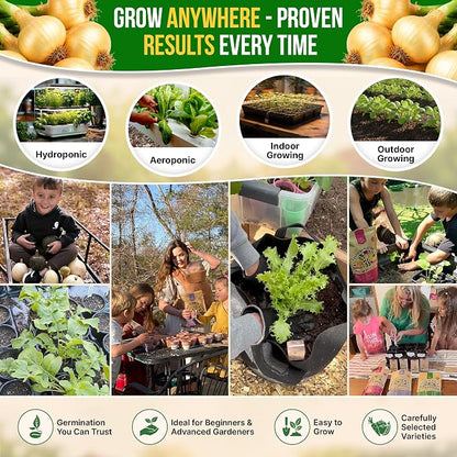 Onion Walla Walla Seeds Pack 1G - Over 275 Non-GMO Heirloom Onion Seeds for Planting Vegetables in Individual Seed Packet, Vegetable Seeds for Planting Home Garden Indoor & Outdoor Gardening