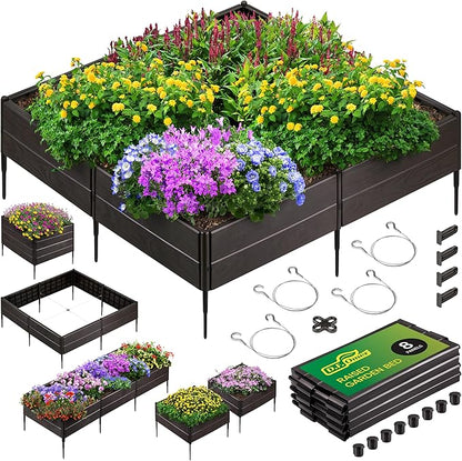 Raised Garden Bed Made of 100% Recycled Plastic Panels | Garden Boxes with Legs or Without | Holding 9.2 cu ft of Soil |by D.F. Omer