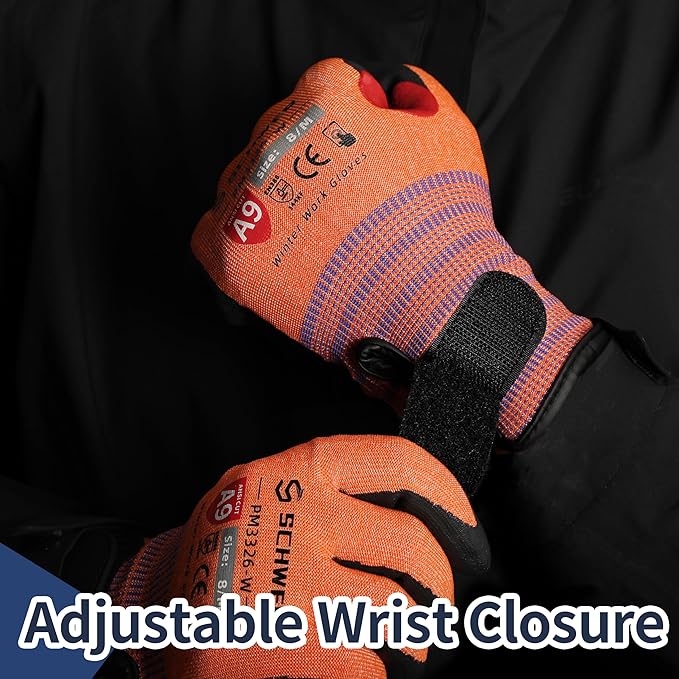 Schwer FreezeGuard-X Winter Work Gloves for Men and Women, ANSI A9 Cut Resistant Gloves for Extreme Protection, Freezer Glove With Super Grip, Touchscreen, Thermal Insulated, PM3326-W (S,1 Pair)