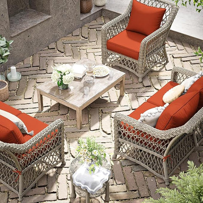 Premium Outdoor Seat Cushion Chair Cushions for Patio Furniture 22 L X 22 W X 4 H Waterproof & Fade Resistant Deep Seat and Backrest Cushion Set with Removable Covers for Chair, Sofa