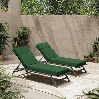 2 Pcs Chaise Lounge Cushions Outdoor, 72" L X 21" W X 4" D Lounge Chair Cushions for Outdoor Furniture, High-Density Foam Patio Chaise Cushion-Waterproof Fade-Resistant ThickPatio lounge chair cushion