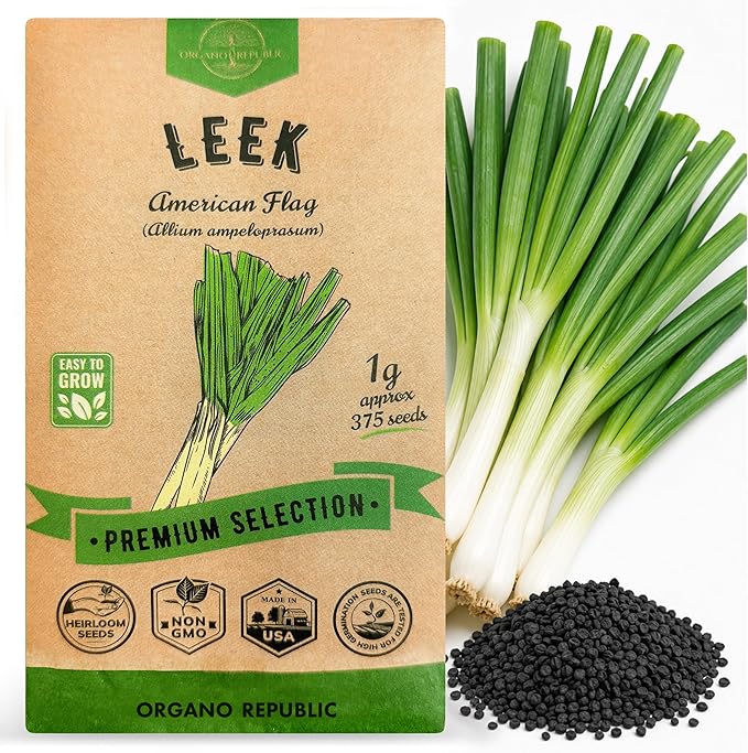 Organo Republic Onion Leek Seeds Pack 1G - Over 375 Non-GMO Heirloom Onion Seeds for Planting Vegetables in Individual Seed Packet, Vegetable Seeds for Planting Home Garden Indoor & Outdoor Gardening