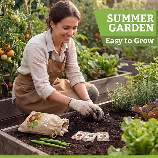 Culinary Vegetable & Herb Seeds Variety Pack - 30 Heirloom Non-GMO Garden Seeds for Planting, Seed Kit with Tools, Made in USA