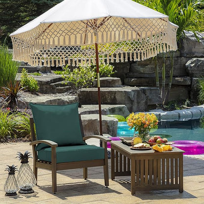 Arden Outdoor Deep Seat Cushion Set, 24 in x 24 in, Weather-Proof, Rain-Proof, Fade Resistant Patio Cushion for Chair, Sofa, and Couch Peacock Blue Green Texture