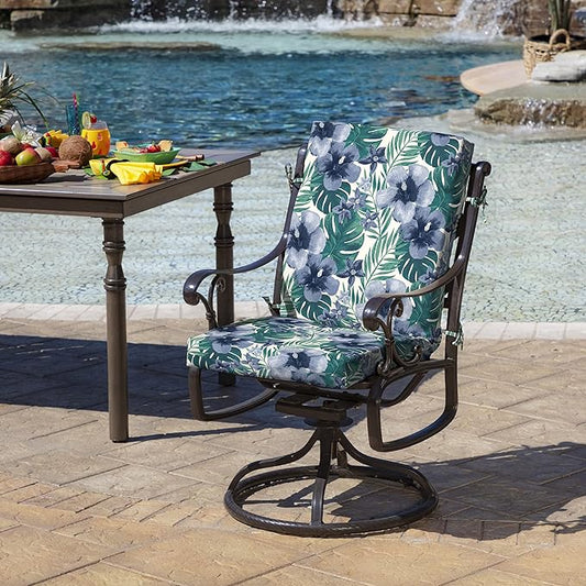 Arden Foam Outdoor Dining Chair Cushion, 20 x 44, Premium High-Density Foam, Never Flattens, Weather-Proof for Outdoor Chairs, Salome Tropical