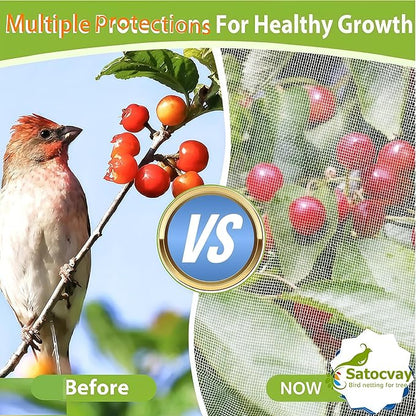 Fruit Tree Netting 2 Pack 8x8 FT with Drawstring & Zipper - Reusable Plant Protection Bag, Heavy Duty PE Mesh Cover for Blueberry Bushes - Blocks Birds/Deer/Squirrels