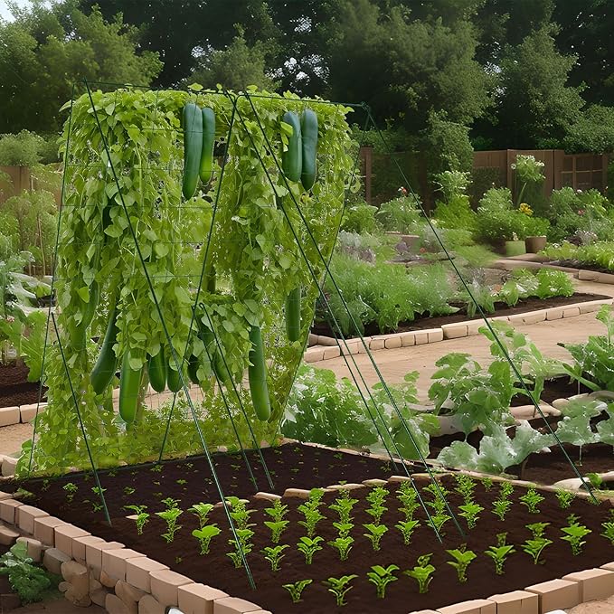 Cucumber Trellis for Garden - 4 Pack, 48" L x 16" W Garden Trellis for Climbing Plants Outdoor with Support Structures, A Frame Trellis for Climbing Vegetables Peas, Vine, Bean