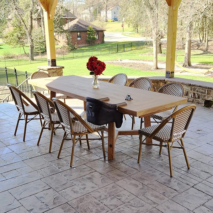 PURPLE LEAF Outdoor Dining Chair Set of 4 Aluminum Rattan Chairs for Outdoor Garden Backyard Bamboo Print Finish Patio Chairs Grey French Bistro Chairs