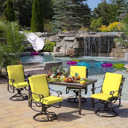 Arden Outdoor Patio Dining Chair Cushion, 20x44, Rain-Proof Seat Pad, Fade-Resistant Outdoor Cushion Lemon Yellow Leala
