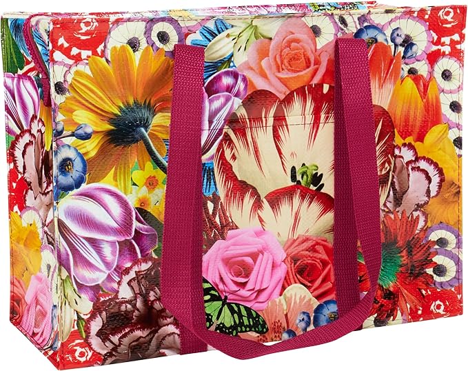 Blue Q Reusable Shoulder Tote Bag – Carry Everywhere Bag with a Hefty Zipper, Durable, Fun Design, 95% Recycled Material