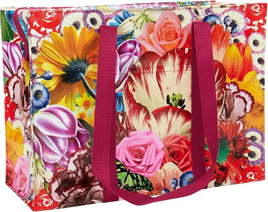 Blue Q Reusable Shoulder Tote Bag – Carry Everywhere Bag with a Hefty Zipper, Durable, Fun Design, 95% Recycled Material
