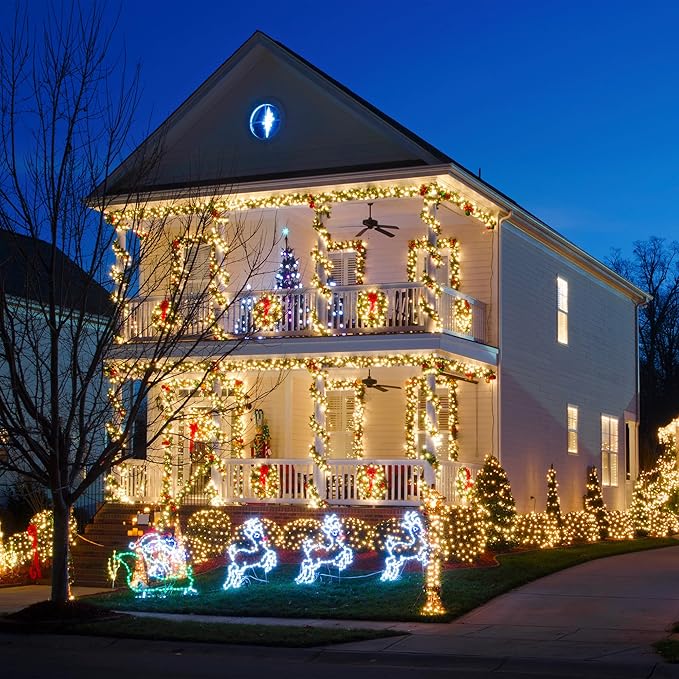 LUCKY TL 100 FT C9/E17 Christmas Light Sockets Spool Set, with 100 C9 Bulbs，Green SPT-1 Wire, 12 Inch Spacing, UL Listed