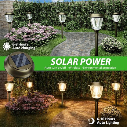XMCOSY+ Solar Pathway Lights Outdoor, 6 Pack Decorative Bubble Glass Garden Lights, 10/25 LM Brightness Warm White Glow, Auto On/Off Waterproof Landscape Lighting for Yard Walkway Driveway Lawn Patio