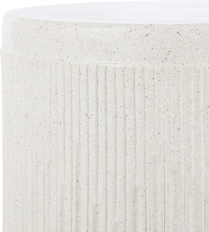 JONATHAN Y TBL1103A Kline 17.5" Mid-Century Modern Brutalist Indoor/Outdoor Accent Table Art Deco, Minimalist, Contemporary, Patio, Garden, Bathroom, Living Room, Cream Terrazzo Finish