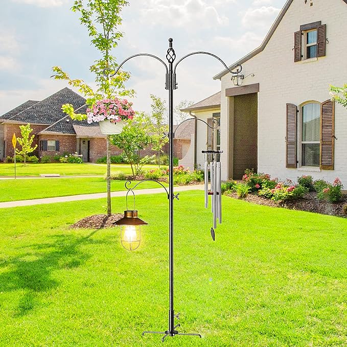 83 Inch Bird Feeder Pole Shepherd Hooks for Bird Feeders,Bird Feeding Station Kit with 5 Prongs Base Hummingbird Feeder Stand Hook for Outside