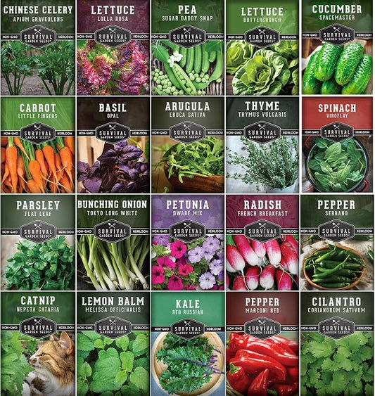 Hydroponic & Indoor Garden Seed Kit – 20 Compact Heirloom Vegetable & Herb Varieties | Apartment, Small-Space, Patio & Vertical Tower Growing | Family Garden Gift – Survival Garden Seeds