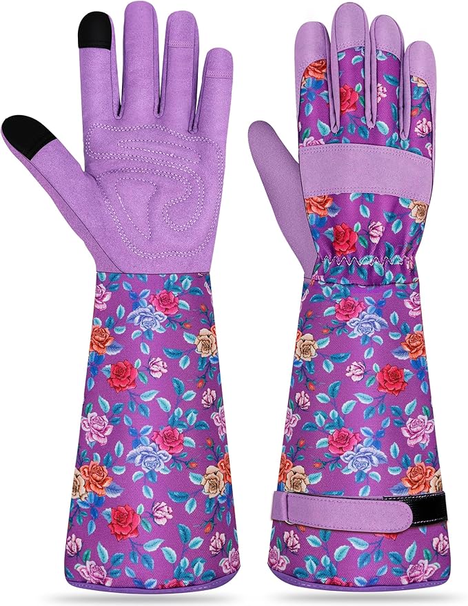 Long Gardening Gloves for Women Thorn Proof Leather Garden Gloves Breathable Working Gloves for Women Yard Outdoor