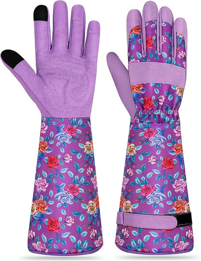 Long Gardening Gloves for Women Thorn Proof Leather Garden Gloves Breathable Working Gloves for Women Yard Outdoor