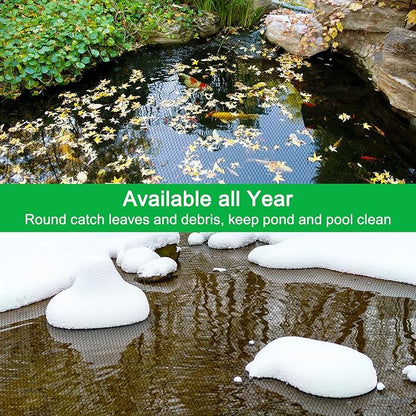 Pond Netting Kit, 15 x 20 Feet Pond Covers for Outdoor Fish Ponds,Pond Net Floating Guard Protect Fish Koi from Birds Cats, Herons,30g/㎡ Mesh Leaves Catcher(20pcs Stakes Included)