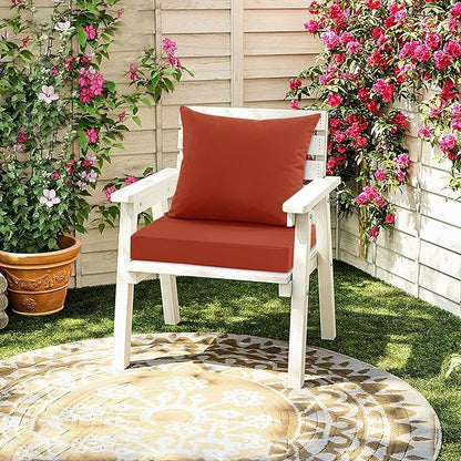 Waterproof Patio Cushions for Outdoor Furniture, Fade Resistant Back Pillow and Seat Cushion Set for Couch Replacements, 19 x 19 Inch, Rust, 1 Set