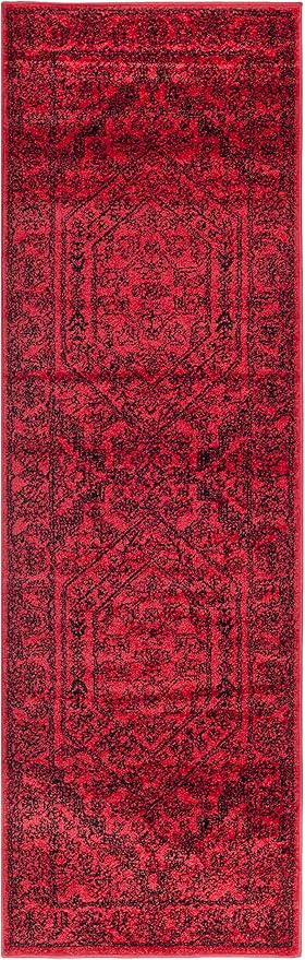 SAFAVIEH Adirondack Collection X-Large Area Rug - 2'6" x 22', Red & Black, Oriental Medallion Design, Non-Shedding & Easy Care, Ideal for High Traffic Areas in Living Room, Bedroom (ADR108F)