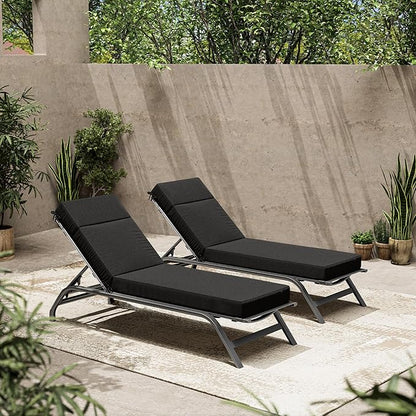 2 Pcs Chaise Lounge Cushions Outdoor, 72" L X 21" W X 4" D Lounge Chair Cushions for Outdoor Furniture, High-Density Foam Patio Chaise Cushion-Waterproof Fade-Resistant ThickPatio lounge chair cushion