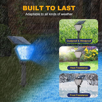 T-SUN Solar Lights Outdoor Waterproof IP65, 6Pack LED Solar Spot Lights Color Changing IP65 Waterproof Smart Auto On/Off for Outside Landscape Garden Yard Lawn Pathway Patio Driveway