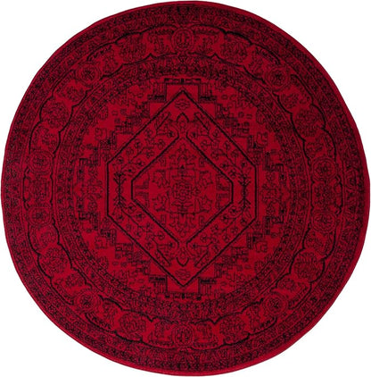 SAFAVIEH Adirondack Collection Area Rug - 6' Round, Red & Black, Oriental Medallion Design, Non-Shedding & Easy Care, Ideal for High Traffic Areas in Living Room, Bedroom (ADR108F)