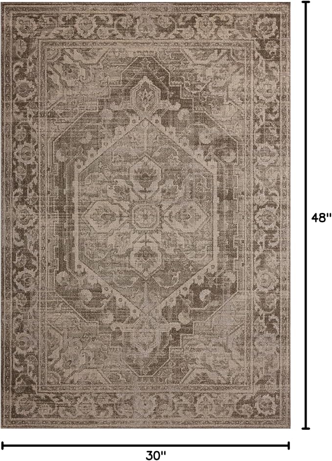 Loloi Magnolia Home by Joanna Gaines Mona Collection MOA-01 Cocoa/Stone 2'-6" x 4'-0" Accent Rug