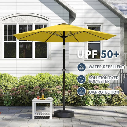 PatioKingdom 11FT Patio Umbrella,Outdoor Umbrella with Push Button Tilt and Crank,Market Table Umbrella with 8 Sturdy Fiberglass Ribs UV Protection(Yellow, 11FT)
