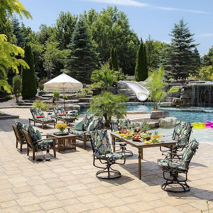 Arden Outdoor Deep Seat Cushion Set (4-Pack), 24 in x 24 in, Weather-Proof, Rain-Proof, Fade Resistant Patio Cushion for Chair, Sofa, and Couch Simone Blue Tropical