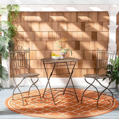 SAFAVIEH PAT5020A Outdoor Collection Belen Pearl White 3-Piece Bistro Set