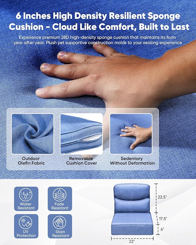 HUMMUH Wicker Patio Furniture Set 6 Inch Thick Cushion Outdoor Swivel Rocker Patio Chairs with Deep Seat Sofa 5PCS Outdoor Furniture Set for Porch Garden Deck