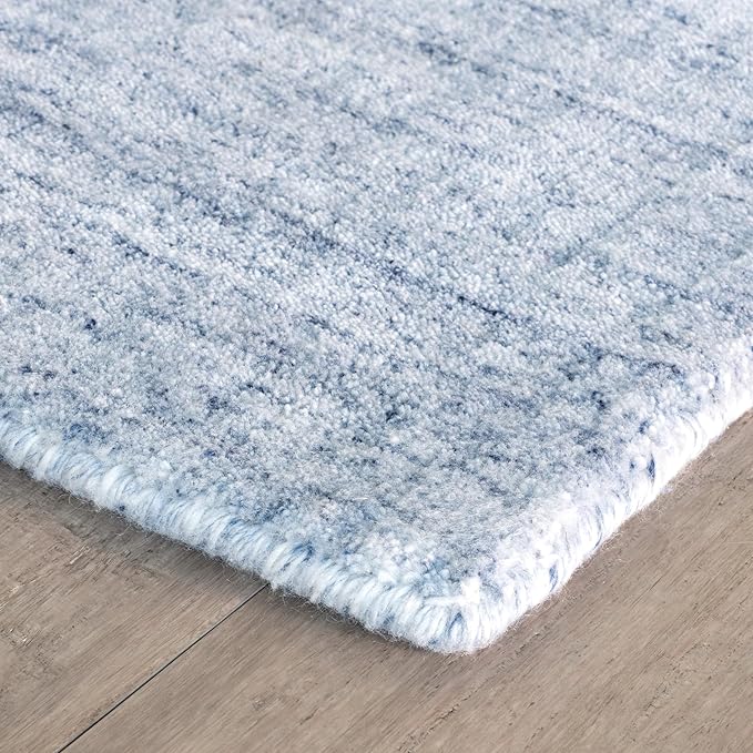 Dash & Albert Nordic Blue Hand Loom Knotted Performance Rug, 2 X 3 Feet, Blue Stripe Pattern