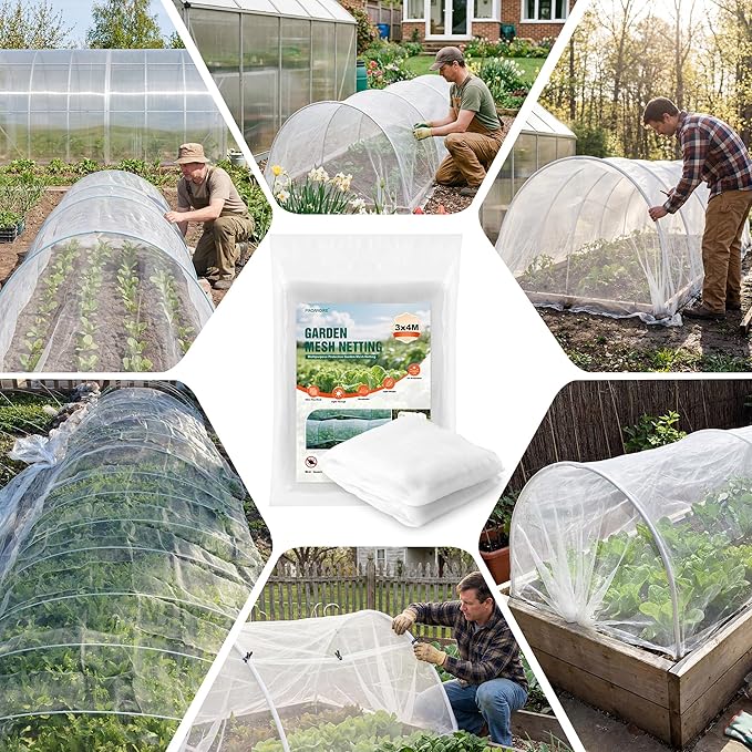 Garden Netting, Fine Mesh Insect Netting, 10x33FT, Plant Cover Raised Bed, Row Cover Makes Plants, Vegetables, Fruits, and Flowers Grow Better