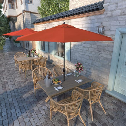 California Umbrella 9' Round Aluminum Outdoor Deck, Pool or Patio Umbrella, Crank Lift, Auto Tilt, Bronze Pole, Sunset Olefin