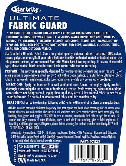 STAR BRITE Ultimate Outdoor Fabric Protection Spray - Extends Fabric Life, Restores Water Repellency, Blocks UV Rays, for Boat Covers, Awnings & More - 32 OZ (097532)