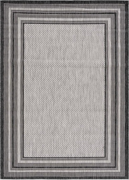 SAFAVIEH Washable Rug Outdoor Courtyard Collection - 10' Square, Light Grey & Black, Non-Shedding & Easy Cleaning, Ideal for Patio, Backyard, Mudroom (CY8475-37612)