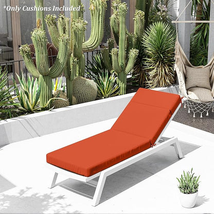 Chaise Lounge Cushion for Outdoor Furniture, Waterproof Fade and Tear Resistant Lounge Deck Chair Cushions for Patio Lawn Pool Resort Hotel