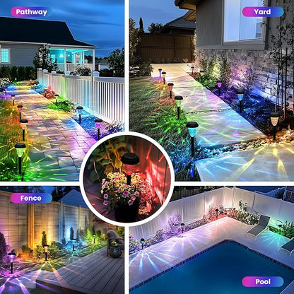 TISEJOY Solar Pathway Lights Outdoor Waterproof 12 Pack Color Changing Garden Light for Yard Patio Driveway Walkway Lawn Landscape Lighting for Outdoor 4th of July Decorations
