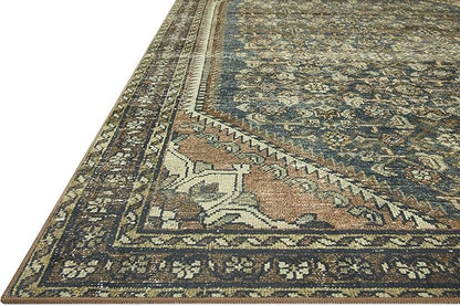 Loloi Magnolia Home by Joanna Gaines Banks Collection BAN-02 Denim/Clay 3'-6" x 5'-6" .13" Pile Height, Machine Washable, Accent Rug