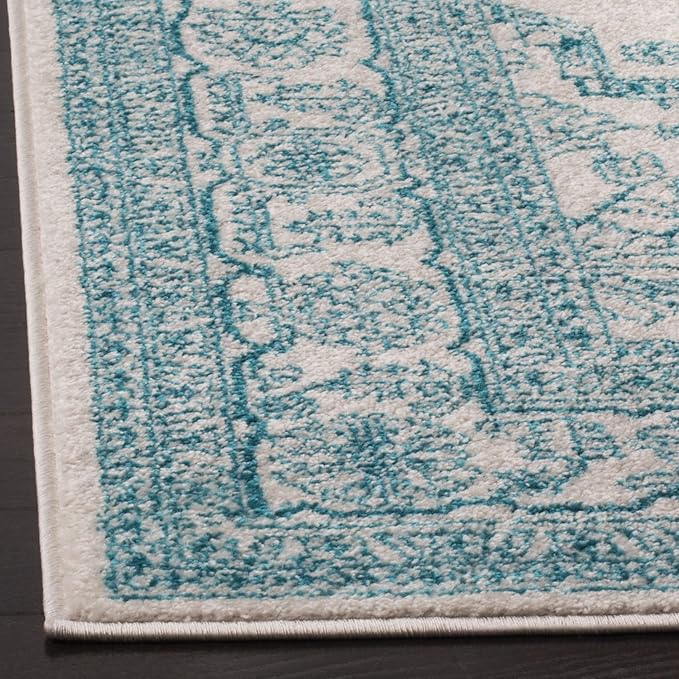 SAFAVIEH Adirondack Collection Accent Rug - 4' x 6', Ivory & Teal, Oriental Medallion Design, Non-Shedding & Easy Care, Ideal for High Traffic Areas in Entryway, Living Room, Bedroom (ADR108G)