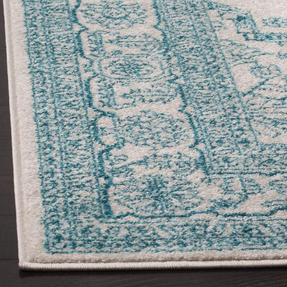 SAFAVIEH Adirondack Collection Accent Rug - 4' x 6', Ivory & Teal, Oriental Medallion Design, Non-Shedding & Easy Care, Ideal for High Traffic Areas in Entryway, Living Room, Bedroom (ADR108G)